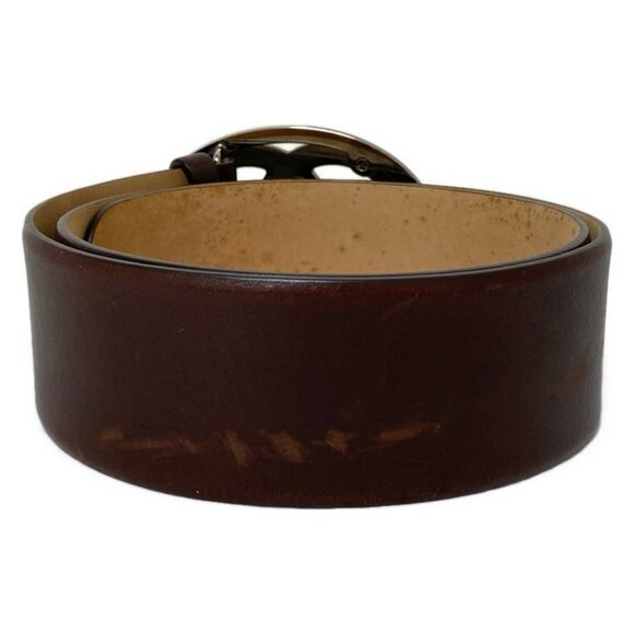 Auth CHANEL - Dark Brown Silver Leather Hardware Belt - Picture 2 of 9